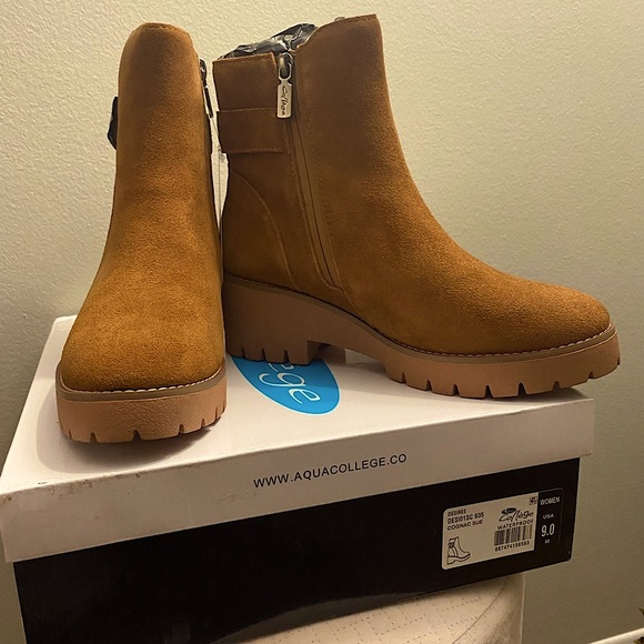 Aqua College Desiree Waterproof Booties in Cognac - NWT - Picture 7 of 10